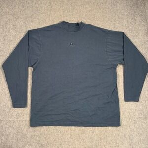 Yeezy Gap Blue Balenciaga Logo High Neck Long Sleeve Tee Men's Size Small